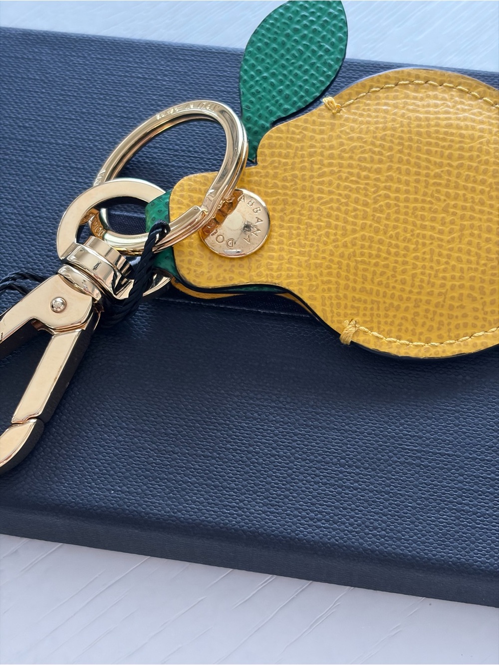 Dolce & Gabbana Dauphine Leather Keyring/AirTag with Gold Hardware - Picture 4 of 6